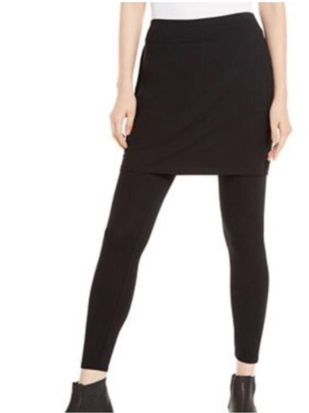 Eileen Fisher Skirt - Skirted Leggings Womens XS Black Stretch Jersey Knit